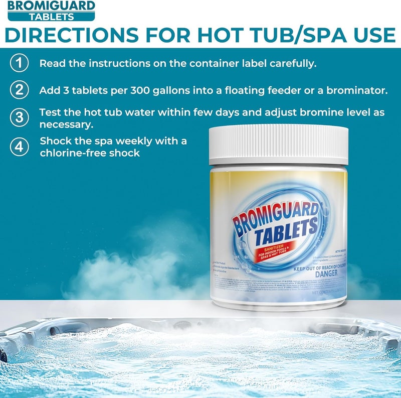 POOLACC 1 Inch 1.2 lbs Bromine Tablets for Spa Hot Tub| Brominating Chemical Sanitizer for Spas, Hot Tubs or Indoor Pools - Image 4